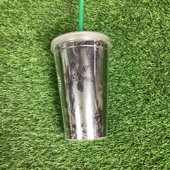 Starbucks Holiday Silver Poinsettia Mirror Grande Tumbler - Picture 9 of 10